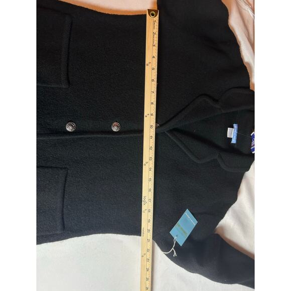 Deane And White 100% Wool  Dark black Button Up Jacket size L 2 small hole new - Picture 11 of 11